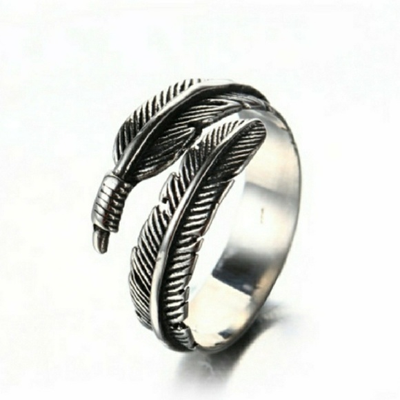 BOHO Silver Vintage Style Feather Arrow Wrap Ring - Picture 4 of 5